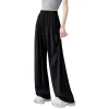 Black high-waisted wide-leg pants with a slimming feel and versatile casual trousers Item Picture